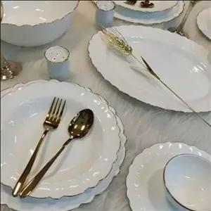 دیس بزرگ آرکوپال مقصود طرح سفید ساده قالب آیروپال لب طلا 