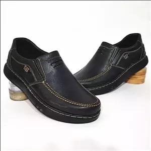 کفش کلارک چرم سوگو رنگ مشکی دور دوخت