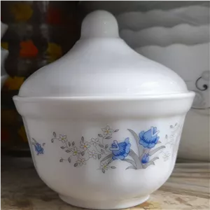 قندان آبی آرکوپال کمیاب ارسال رایگان درب دار پارس اوپال درجه یک داخل ماکروویو وماشین ظرفشوی رنگ ثابت