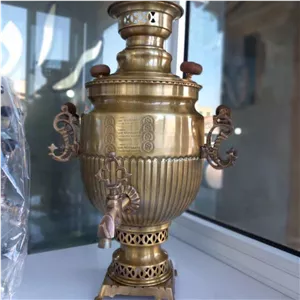 سماور برنزی شش لیتری طرح آینه ریز