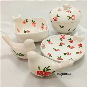 ست گلسرخی  سرامیکی دستساز  3 تکه،پس کرایه 
