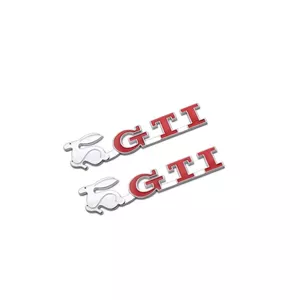 آرم فلزی GTI استیل قرمز بسته 2 عددی ( پس کرایه )