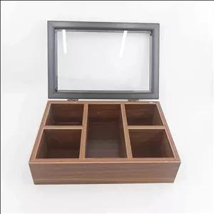 جعبه دمنوش مدل 5 خانه چوبی YP9