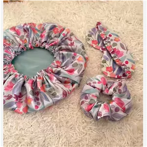 پک ساتن ابریشم طرح گل(کلاه خواب +چشمبند +اسکرانچی)