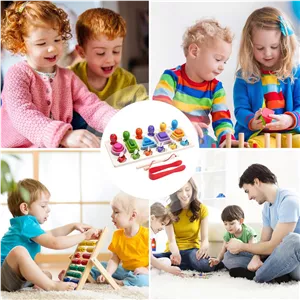 بازی آموزشی مدل مونته سوری چوبی طرح پایه اشکال 5 ستون ماهیگیری و زنبور 3FE
