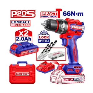 دریل شارژی براشلس 66 نیوتن EMTOP مدل ECIDL20668 آوانور-پس کرایه آوانور - پس کرایه