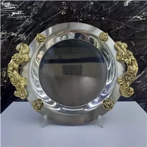 سینی دسته طلا نگار گرد مدل گلستان 6نفره کد417