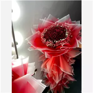 دسته گل ربانی زرشکی همراه ژیپسوفیلا (پس کرایه) 