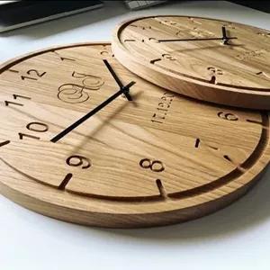 ساعت دیواری چوبی مدل شیار گرد