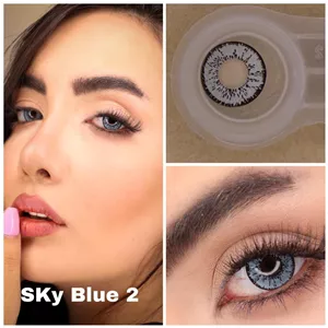 لنز رنگی آبی دور مشکی sky blue لاکی لوک 