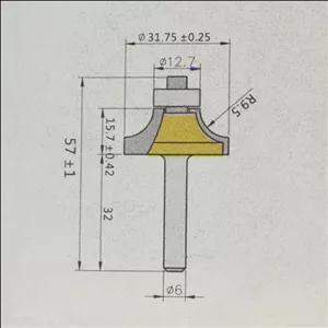 تیغ فرز بانکی اوتنسی مدل YP-R9.5SHEFT6MM سایز 57 میلی متر