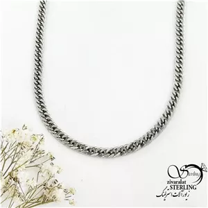 گردنبند سفید کارتیر استیل مردانه کد 18653