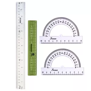 خط کش 30 سانتی متری  آریا مدل آریانا به همراه خط کش 20 سانتی متری و نقاله مجموعه 4 عددی مدل 1