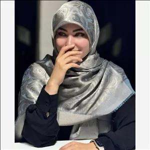 روسری ابریشم ژاکارد رنگ بژ فیروزه ای قواره 135