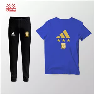 ست تیشرت آبی و اسلش آرژانتین