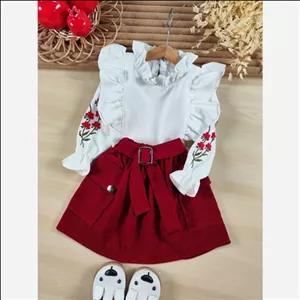 شومیز دامن یلدایی شکوفه قرمز