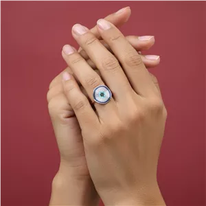 انگشتر نقره چشم نظر کدN136584 