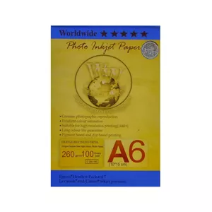 کاغذ عکس ورلدواید مدل Glossy سایز A6 بسته 100 عددی
