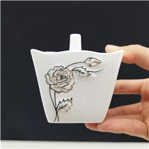 قندان چینی پردیس طرح پرستیژ مشکی طلایی جفت 2 عددی ارسال رایگان