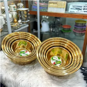لگن آبکش 5 پارچه طلایی(پسکرایه)