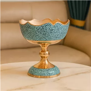 کاسه پایه دار دلبر(13)فیروزه کوب مس 