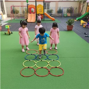 حلقه چابکی ( حلقه پرش) فنری پارچه ای نشکن 12عددی 4رنگ به همراه 16عدد بست اتصال و هزینه ارسال با مشتری است