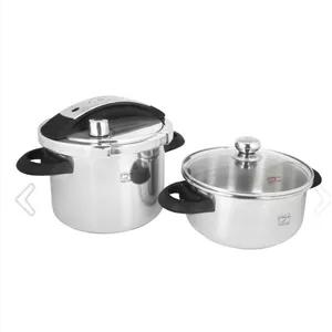 زودپز زود پز دوقلوی پارس استیل کف سه لایه 4 و 6 لیتری مدل شف سایز 22