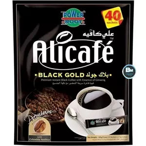 قهوه علی کافه بلک گلد جینیسنگ دار  Power Root Alicafe Black Gold Coffee With Ginseng 40 sachets