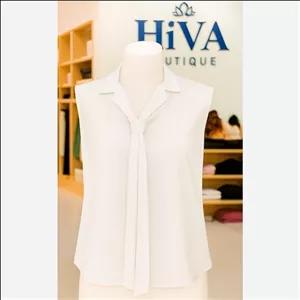 شومیز تاپ سفید زنانه مجلسی کراواتی ساتن