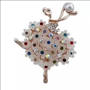 گل سینه زنانه با طرح دختر بالرین ظریف و نگین های رنگی کد 9368948