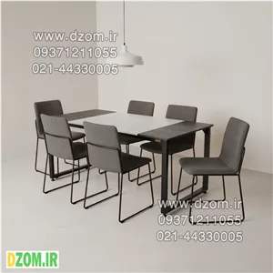 میز ناهارخوری شش نفره دیزم مدل مونتاژی LNC_asm_160×90_Tri (بدون صندلی)