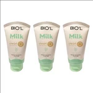 کرم مرطوب کننده دست و صورت بیول مدل شیر و جو مناسب برای پوست معمولی و خشک حجم 70 میلی لیتر مجموعه 3 عددی R5E