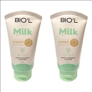 کرم مرطوب کننده دست و صورت بیول مدل شیر و جو مناسب برای پوست معمولی و خشک حجم 70 میلی لیتر مجموعه 2 عددی R5E