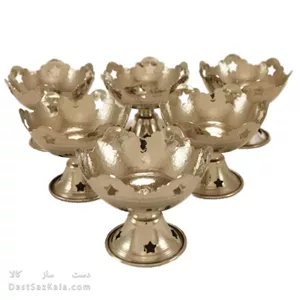 ست بستنی خوری مسی سفید مدل ستاره ای 6 تایی AH-62