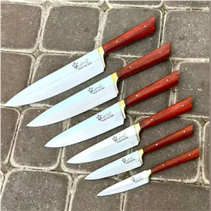 ست چاقو آشپزخانه استیل ضدزنگ ستاره زنجان دسته از پادوک برزیلی بسیار تیز و فوق لاکچری مخصوص عروس و آشپز ی