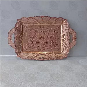سینی چایی سیلور  رنگ مسی نقره ای طلایی طرح ترک Asena