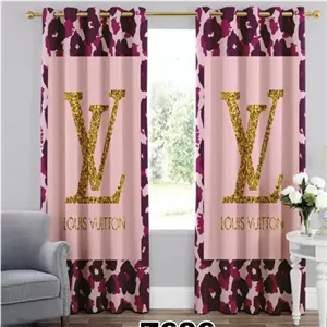 پرده پانچی چاپی جنس مخمل اعلا طرح لویی ویتون کد 686