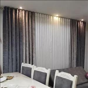 پرده کامل و آماده برای عرض 4 متر  ( 4 پنل مخمل شانل و 6 متر حریر الگانت ترک ) 