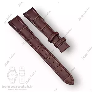 بند ساعت مچی فیکس زنانه چرم طبیعی G.G.K طرح دار قهوه ای سیر سایز 17