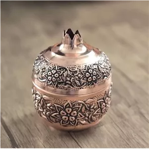 قندان انار مسی سیاه قلم گلبرگ سایز 1 قطر 8.5 