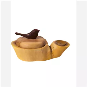قندان چوبی لاکچری دسته گنجشکی ساخته چوب زیتون