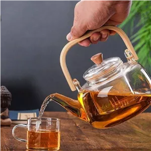 قوری پیرکس دسته بامبو