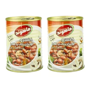 کنسرو لوبیا چیتی با قارچ ماهوند - 350 گرم بسته دو عددی