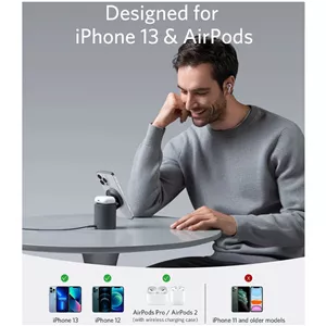شارژر بیسیم 7.5 وات انکر مدل B2568 به همراه شارژر دیواری 20 وات انکر و کابل USB-C به USB-C DN2
