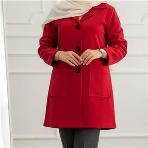 مانتو کتی پشمی قرمز زنانه 