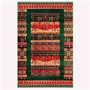 فرش بلوچی زمینه سبز 700شانه  4 متری کد78107برند بزرگمهر (پس کرایه)