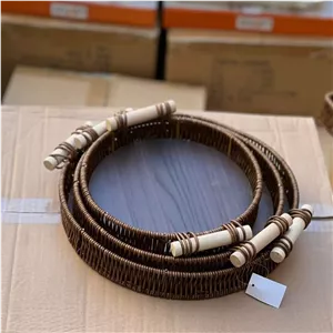 سینی های راتان 3تایی محصول با کیفیت ترکیه جنس حصیری کاردست مناسب برای پذیرایی سینی مزه و دکوری هزینه ارسال به عهده مشتری