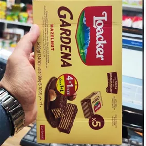 ویفر شکلاتی لواکر گاردنا با مغز فندق بسته 25 عددی ارسال پس کرایه