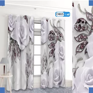 پرده تصویری طرح گل و نگین برند پرنا