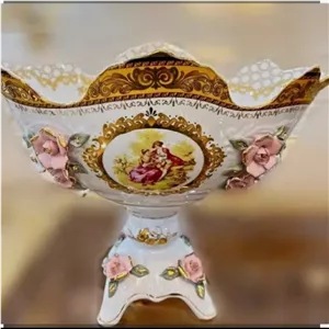  میوه خوری طرح گل برجسته لمونژ مدل کشکول پایه دار ارسال پسکرایه کد 3003  